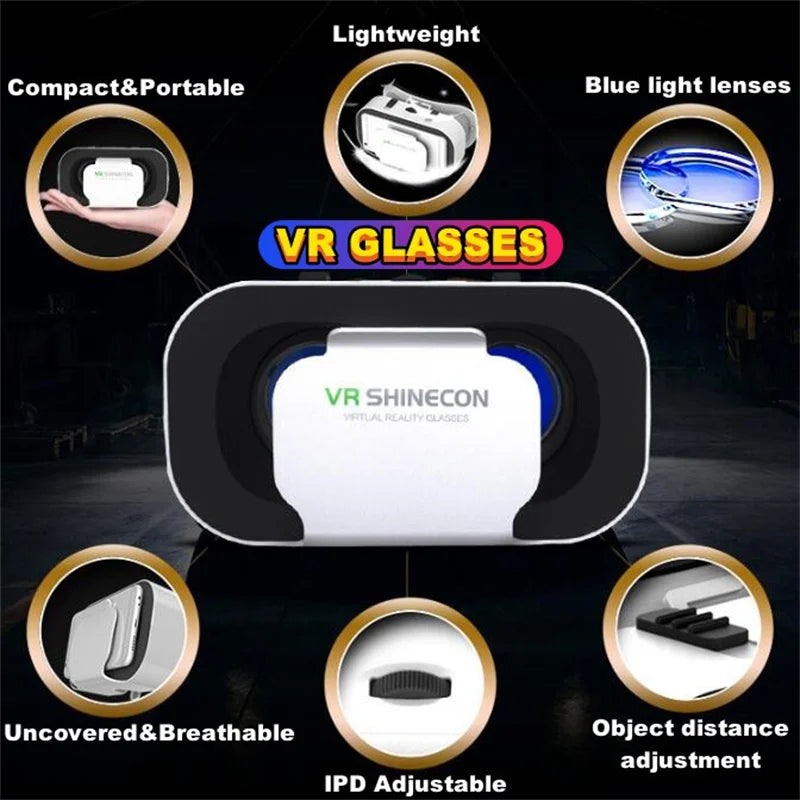 G05 MINI VR Glasses IMAX 3D Movies Virtual Reality Glasses Google Cardboard Box VR Helmet for 4.5-6" Phone,Support Game Joystick