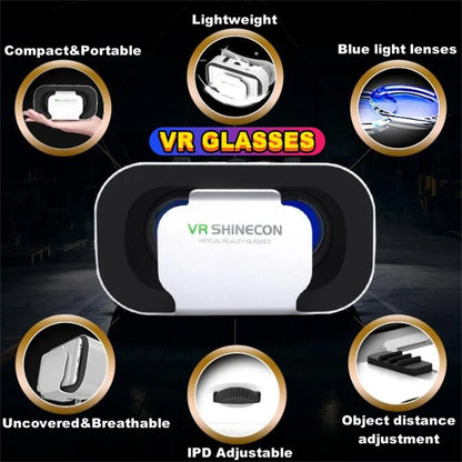 G05 MINI VR Glasses IMAX 3D Movies Virtual Reality Glasses Google Cardboard Box VR Helmet for 4.5-6" Phone,Support Game Joystick