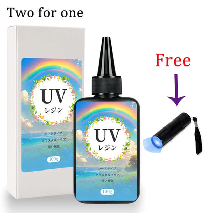 UV Resin 100-300g/random molds 5pc - Upgraded Hard Type Crystal Clear Ultraviolet Curing UV Epoxy Resin for Craft Jewelry Making