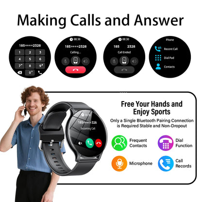 LAXASFIT 2025 New Smart Watch Men's Full Touch Screen Sports Watch Bluetooth Dial and Answer Smart Watch Women's Holiday Gift