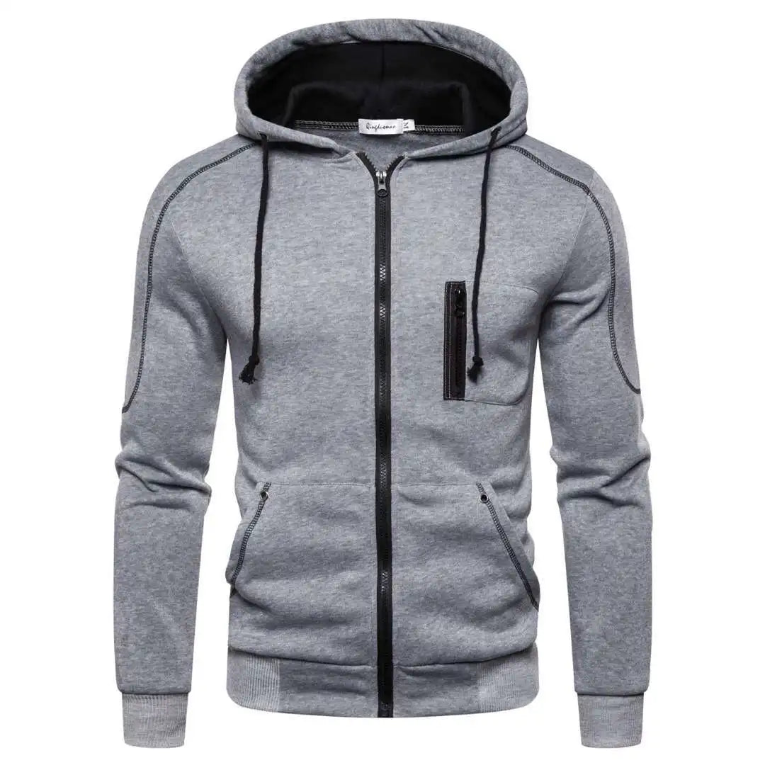 Men's Casual Sports Zipper Hoodie Coat Solid Color Cardigan Sweatshirt for Men Clothing Sportswear Slim Fit Casual Jacket
