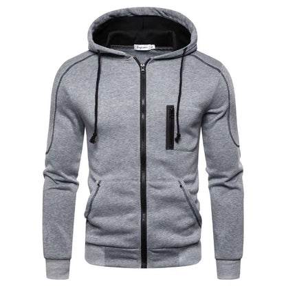 Men's Casual Sports Zipper Hoodie Coat Solid Color Cardigan Sweatshirt for Men Clothing Sportswear Slim Fit Casual Jacket
