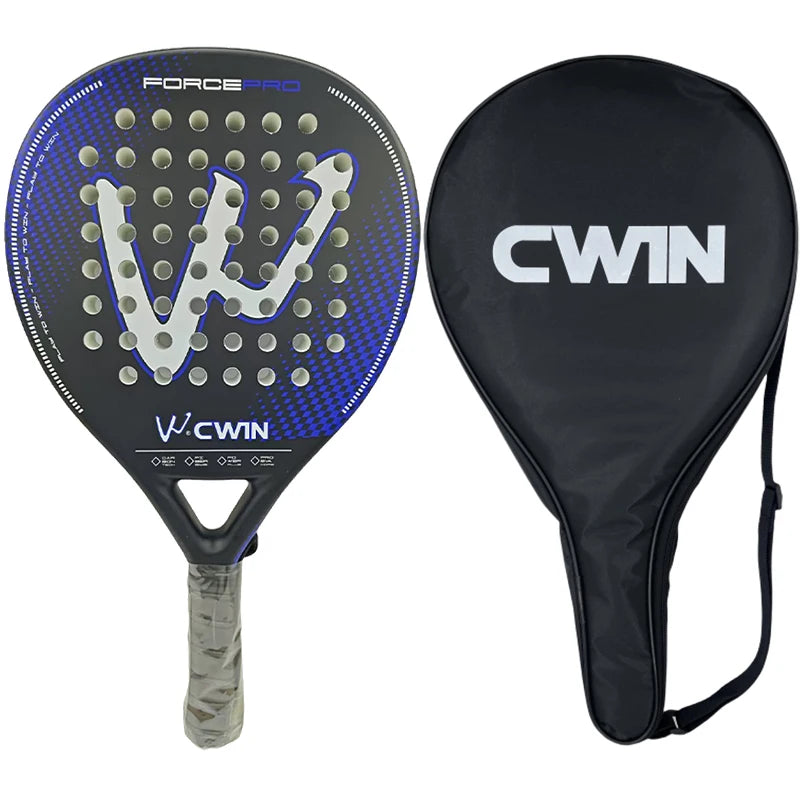 Cwin Paddle Racket Carbon Fiber Soft EVA Face for Adult Prefessional Training Tennis Paddle Racquet with Padel Shovel Protector