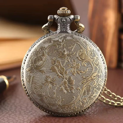 Vintage Necklace Pendant Steampunk Bronze Metal Eagle Antique Nostalgic Gift Pocket Watch with Chain