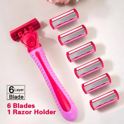 Razor for women 6-Layer blade leg hair underarm shaving knife 6-layer blades razor cross-border spot manual razor Leg shaver