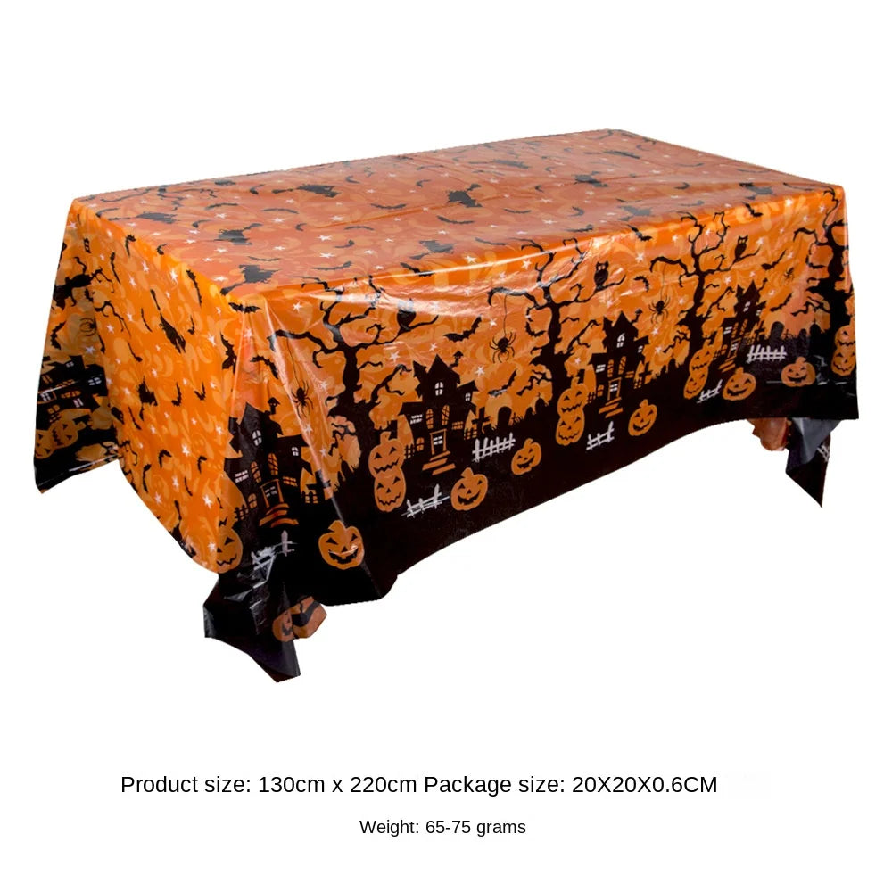 Halloween Decoration Tablecloth Pumpkin Spider Web Bat Plastic Table Cover Festival Party Home Table Decoration Supplies