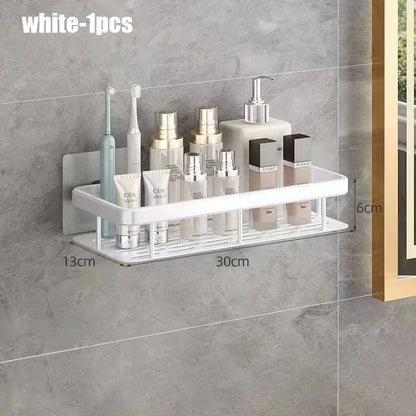 1/2/3pcs No Drill Wall Bathroom Shelf Aluminum Alloy Shampoo Rack Makeup Storage Organizer Shower Shelf Bathroom Accessories