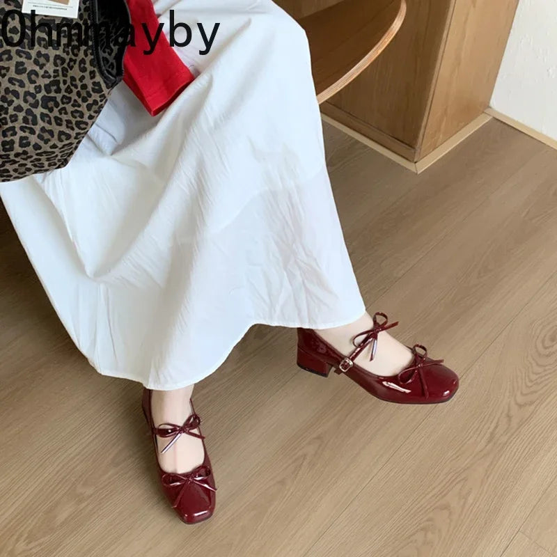 2025 Spring Autumn Women Mary Jane Shoes Fashion Butterfly-knot Shoes Casual Low Heel Dress Street Style Shoes