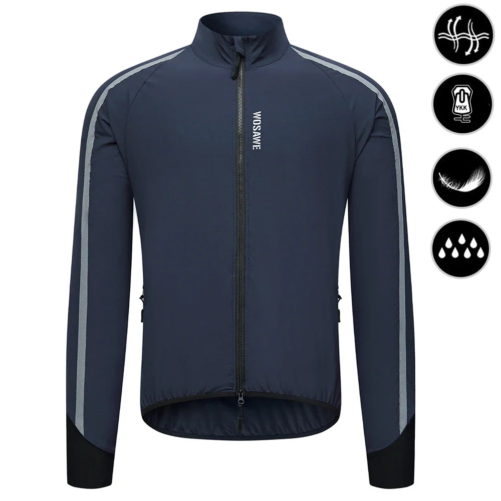 WOSAWE Men's Cycling Windbreaker Ultralight Reflective Windproof Jacket Men MTB Road Bike Wind Coat Long Sleeve Bicycle Clothing