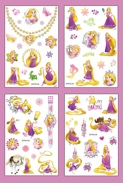 4Pcs/set Tattoo stickers Disney Stitch Princess Sofia Unicorn Frozen Action Cars Cartoon Sticker For Birthday Party Gift