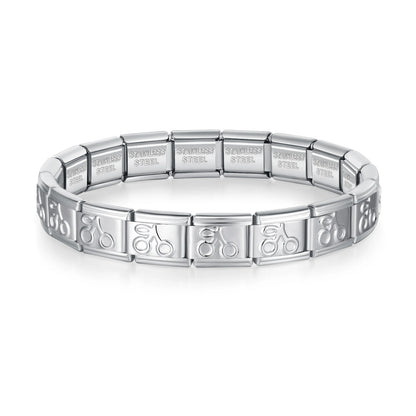 Hapiship 2024 New Women's Jewelry DIY 9mm Width Itanlian Elastic Charm Bracelet Fashion Stainless Steel Fashion Bangle ST-Bao