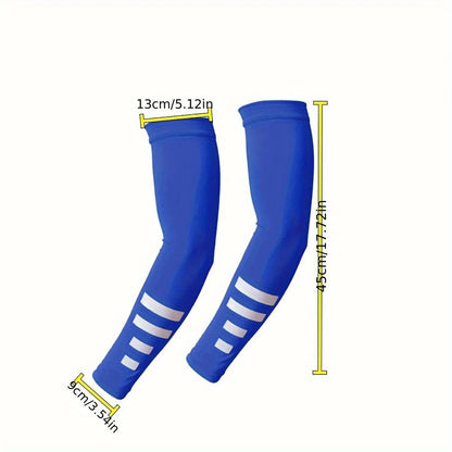 2Pcs Ice Silk Arm Sleeves for Summer Quick-Drying Breathable Sun Protection Reflective Night Running Cycling Arm Covers