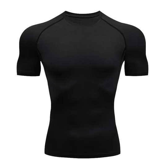 Men's Solid Color Short Sleeved T-shirt Compressed Quick Drying Breathable Training Suit Fitness Jujitsu Rashguard Top Gym Sport
