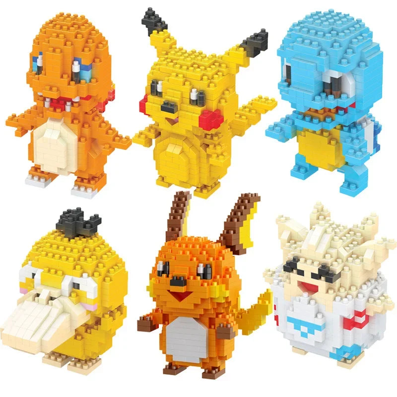 DIY Pokemon Blöcke Kleine Cartoon Mini Baustein Pikachu Charizard Eevee Mewtwo Anime Montieren Action Modell Puppen Spielzeug 