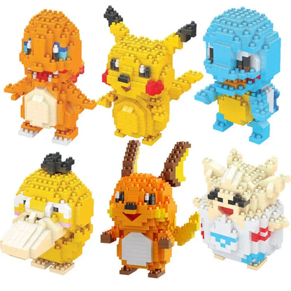 DIY Pokemon Blöcke Kleine Cartoon Mini Baustein Pikachu Charizard Eevee Mewtwo Anime Montieren Action Modell Puppen Spielzeug 