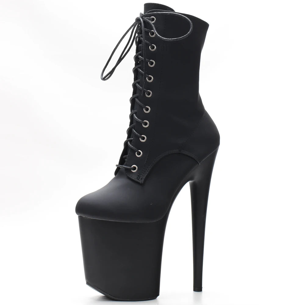 8"Heel 4"Platform Extreme Pole Dance Lace-Up FlannelAnkle Boots In Stock Three Colors Fast Shipping Size36-43