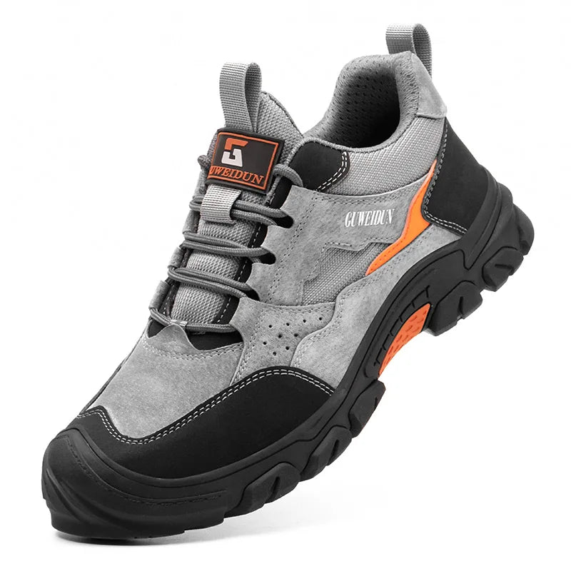 Steel Toe Anti-Puncture Work Shoes Men Reinforced Sole Abrasion Resistant Safety Shoes Anti-smash Construction Working Boots