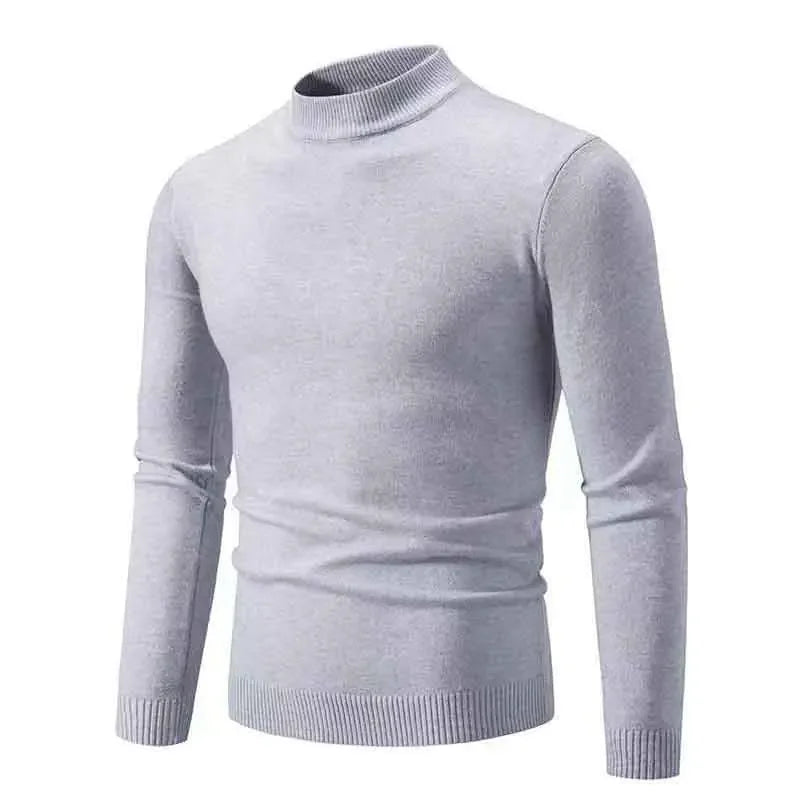 Half Turtleneck Knitwear Sweater New Autumn/Winter Mock Neck Sweatshirts Solid Color Pullovers Man Brand Casual Mens Clothing