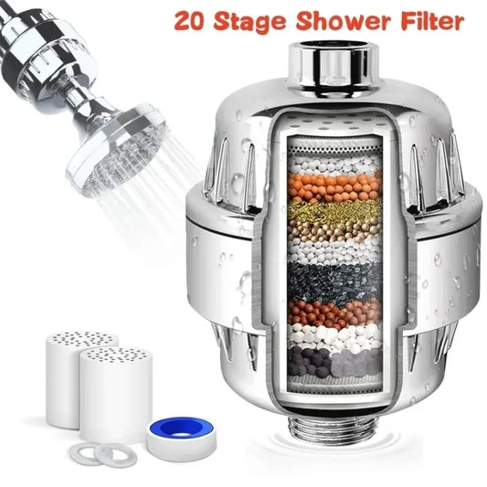 15-20 Stages High Output Shower Water Filter to Remove   Heavy Metals Chlorine Fluoride Filtered Soften Hard Water for Shower He