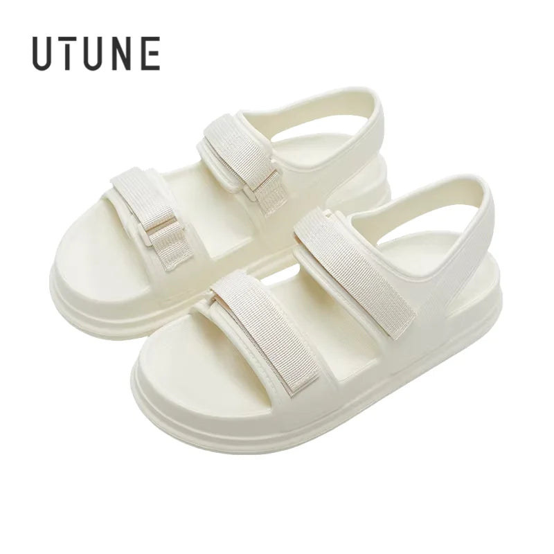 UTUNE Fashion Patch Women's Sandals Summer Comfortable Platform Shoes Beach Outside Purple Slides Thick Sole Non-slip Slippers