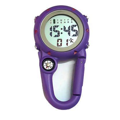 Unisex Women Mens Nurse Doctor Carabiner Clip Digital Electronic Luminous Multi-function Keychains FOB Pocket Watches Hang Clock