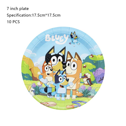 New Bluey Birthday Party Decoration Latex Balloons Bingo Aluminum Film Balloon Disposable Tableware Kids Event Supplies Backdrop