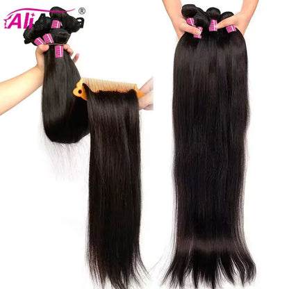 ALIANNA 26Inch Human Hair Bundles 10A Brazilian Raw Hair Weave Bundles 30 38 40 Inch Straight Human Hair Bundles Hair Extensions
