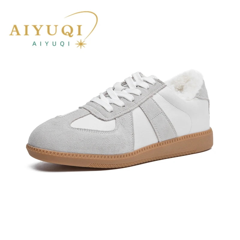 AIYUQI Damen Sneakers 2025 Neue Echtes Leder Damen Moral Trainingsschuhe Casual Frühling Flache Schuhe Damen 