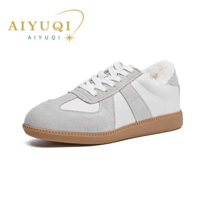 AIYUQI Damen Sneakers 2025 Neue Echtes Leder Damen Moral Trainingsschuhe Casual Frühling Flache Schuhe Damen 