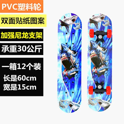 Youth Child Skateboard Maple Double Rock Skate Board Patin Skates Kids Skateboarding Cartoon Sticker Kids Griptape Longboard