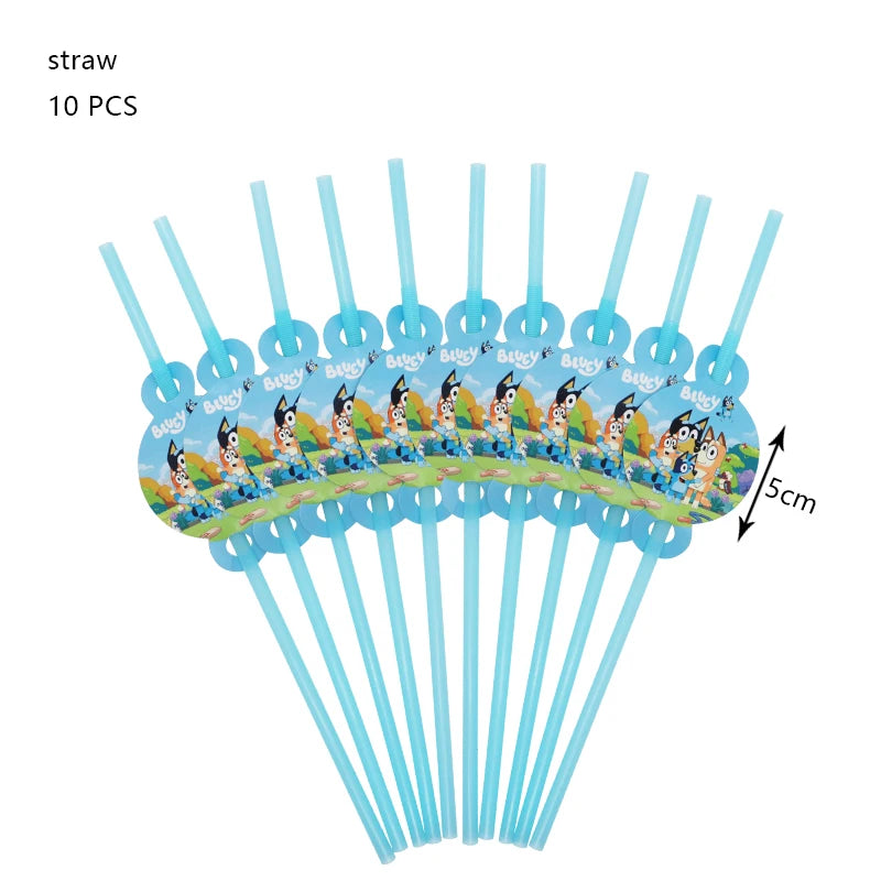 New Bluey Birthday Party Decoration Latex Balloons Bingo Aluminum Film Balloon Disposable Tableware Kids Event Supplies Backdrop