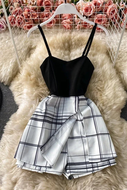 2021 plaid bodysuit woman Sexy Bodysuits strap jumpsuits woman rompers for women shorts hot playsuit