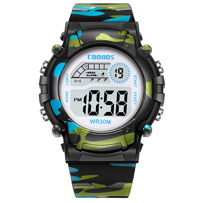 2023 New Boys Sports Military Kids Digital Watches Student Childrens Watch Fashion Luminous LED Alarm Camouflage Girls Clock