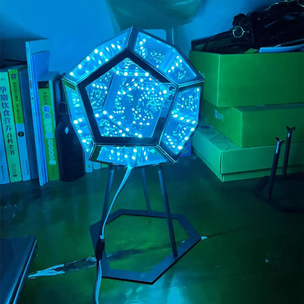 Novelty LED Night Light Creative Cool Space Infinite Dodecahedron LED Night Light Furniture Decoration Atmosphere Lamp