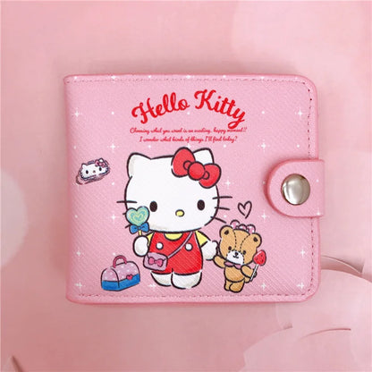 Sanrio Hello Kitty Cinnamoroll My Melody Kuromi New Pu Casual Money Bag Coin Purse Card package Wallet With Buttons ?