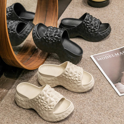 Women's Chunky Platform Slippers Summer Comfort Soft Thick Bottom Slides Woman for Sandals New Open Toe Non-slip Beach Shoes