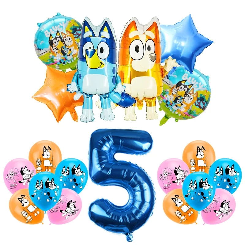 New Bluey Birthday Party Decoration Latex Balloons Bingo Aluminum Film Balloon Disposable Tableware Kids Event Supplies Backdrop