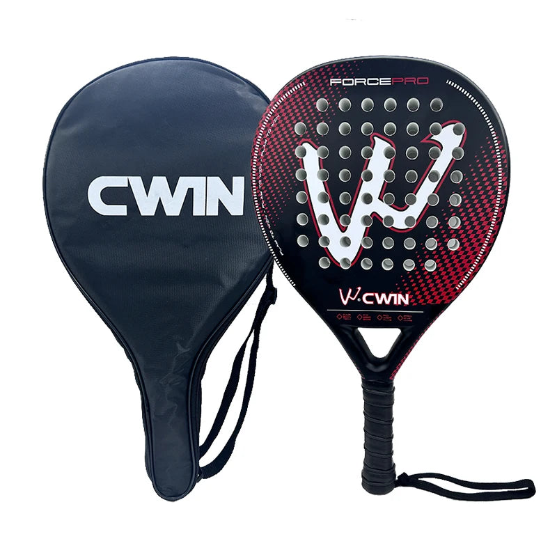Cwin Paddle Racket Carbon Fiber Soft EVA Face for Adult Prefessional Training Tennis Paddle Racquet with Padel Shovel Protector