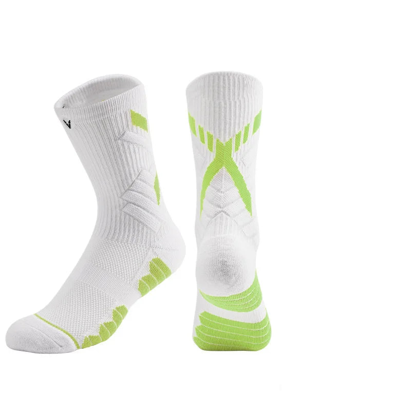 Veidoorn High Quality Sport Socks for Men Mid Calf Length Running Basketball Socks Thicken Non Slip Camping Cycling Stocking