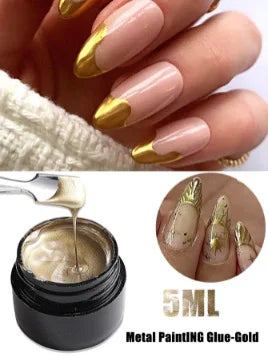 Metallic Painting Gel Chrome Gold Silver Rose Gold Mirror Effect Nail Polish Super Bright Drawing Line French Nail Art Varnish