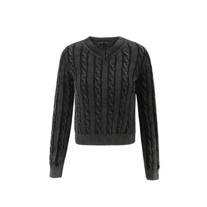 AP 2026 Women Washed Sweater Autumn and Winter Cable Sweater Stretch Skirt and Fashion Leather Skirt