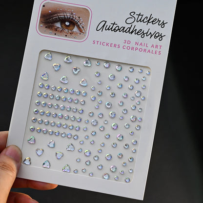 1Sheet 3D Rhinestone Face Tattoo Stickers Coloful Glitter Gems Sliders Festival/Makeup Waterproof With Diamond Tattoos Decals *&