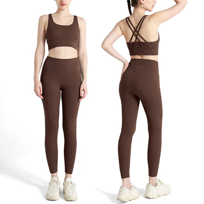 2024 New 2 Piece Yoga Clothes Women's Tracksuit Quick Dry Set Breathable Fitness Suit Fitness Clothing Sports Bra Leggings Suit