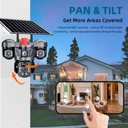 KERUI V380 Pro Outdoor PTZ 6MP WIFI 4G Solar Camera Home Security Triple Lens Camera Solar Panel CCTV Video Surveillance