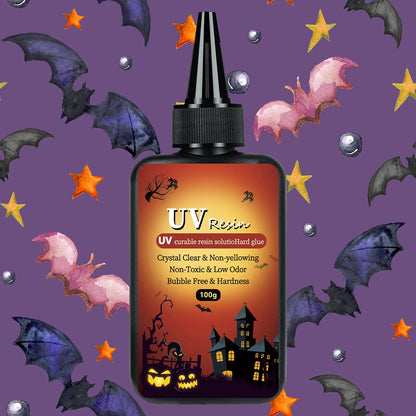 UV Resin 100-300g/random molds 5pc - Upgraded Hard Type Crystal Clear Ultraviolet Curing UV Epoxy Resin for Craft Jewelry Making