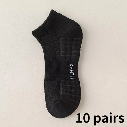 10pairs Socks Men's Cotton Deodorant Winter Towel Bottom with Velvet Mid-tube White Stockings Thickened Sports Basketball Socks