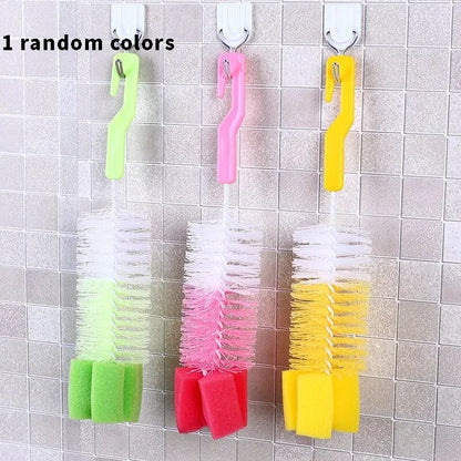 1/2pcs Multi-Purpose Baby Bottle Brush with Long Handle Fine Hair Sponge for Household Dishwashing Cup Cleaning And Baby Bottle