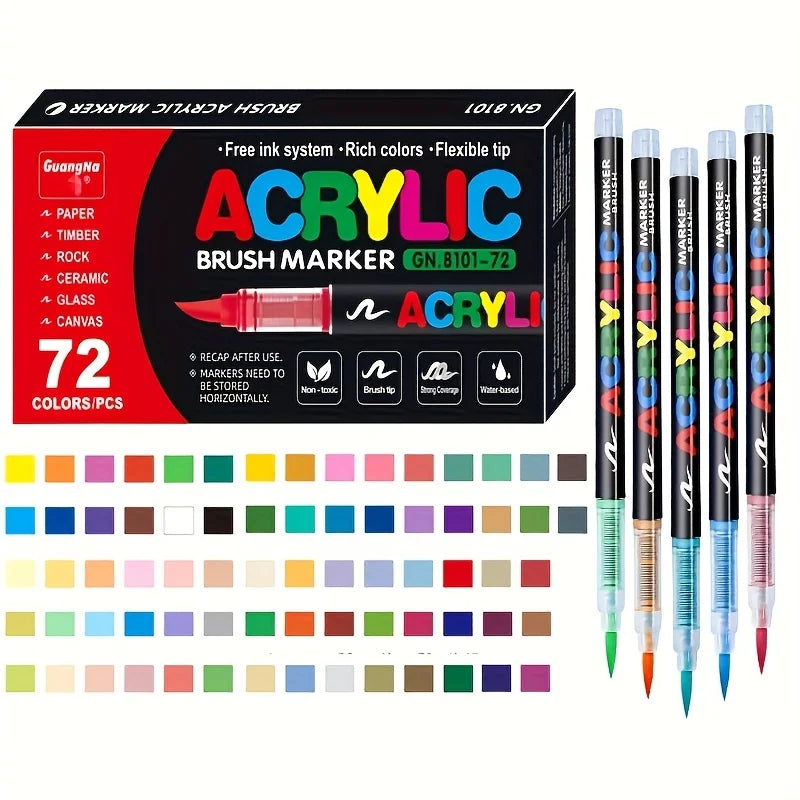 12/24/36/48/60/72/120/168 Colors Art Markers, Soft Tip resistant Acrylic Markers for Stone, Glass, Ceramic, Easter Eggs, Metal