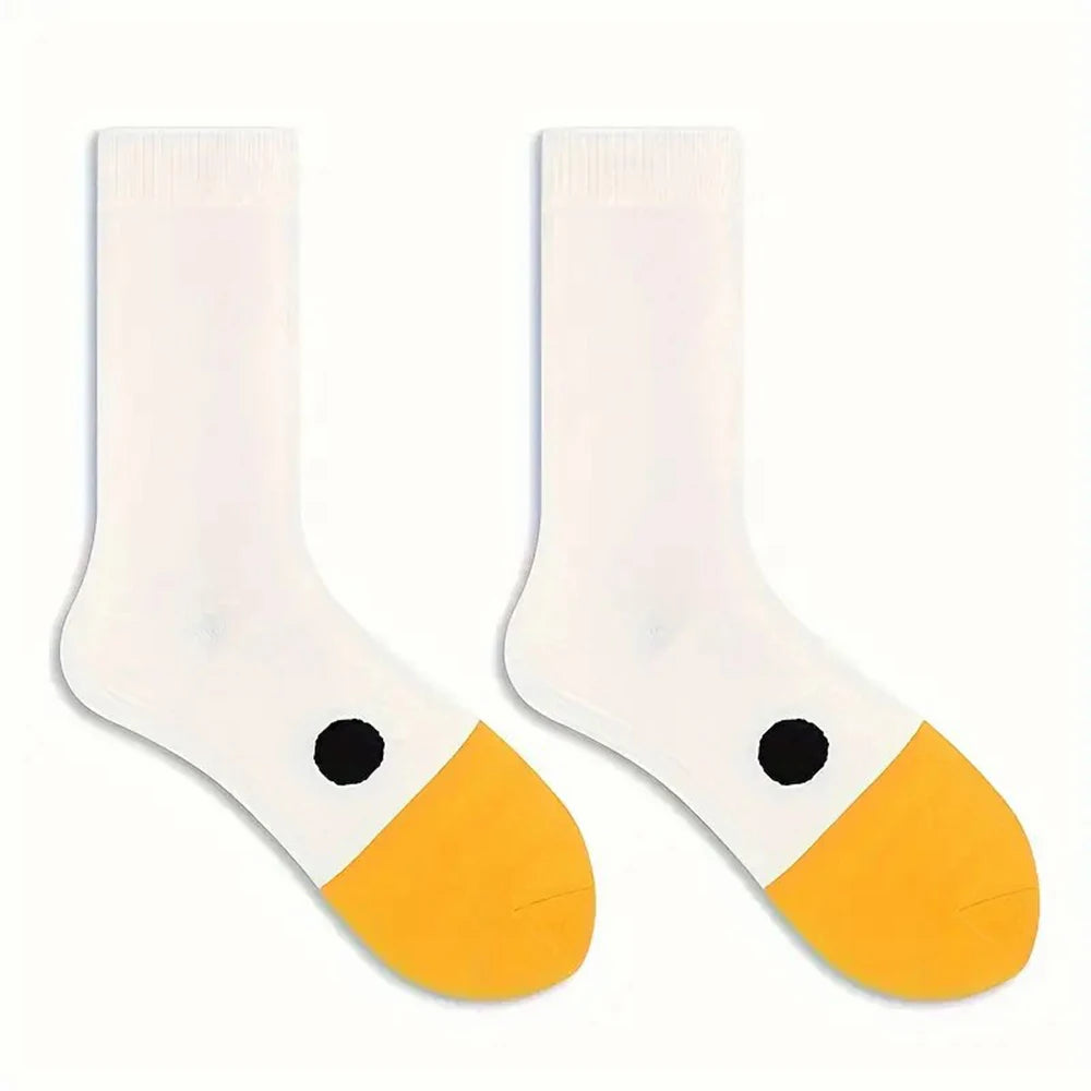 1/6 Pairs Cartoon Women Socks Fashionable And Versatile Cute Design Funny Goose Breathable Soft Comfortable Women Casual Socks?
