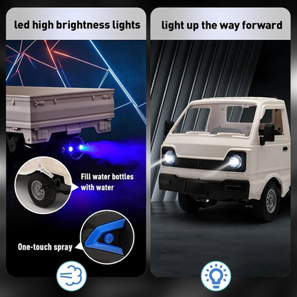 Neues ferngesteuertes Auto KF21 1:16, 2,4 GHz, simuliert Drift- und Kletter-Trucks mit Sprühnebel und LED-Leuchten, Spielzeug für Kinder und Jungen, Geschenk 